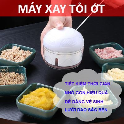 [HCM]Dụng Cu Xay Tỏi Ớt - Máy Xay Đa Năng Cầm Tay Mini Food Chopper