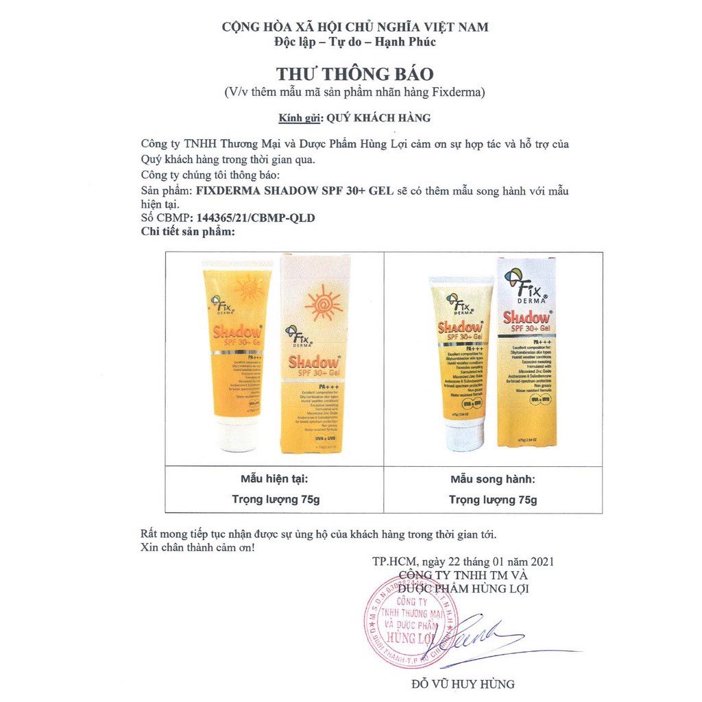 Kem chống nắng Fixderma Shadow SPF 30+ 50+ PA+ 75g.