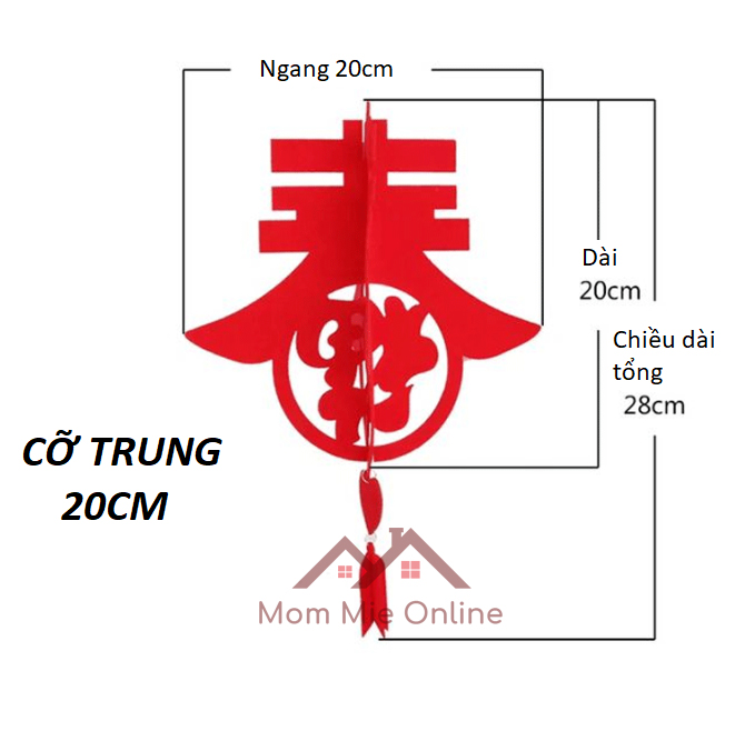 [HCM]1 CHIẾC Lồng đèn xuân 3D hình chữ Xuân và Phúc - LD16