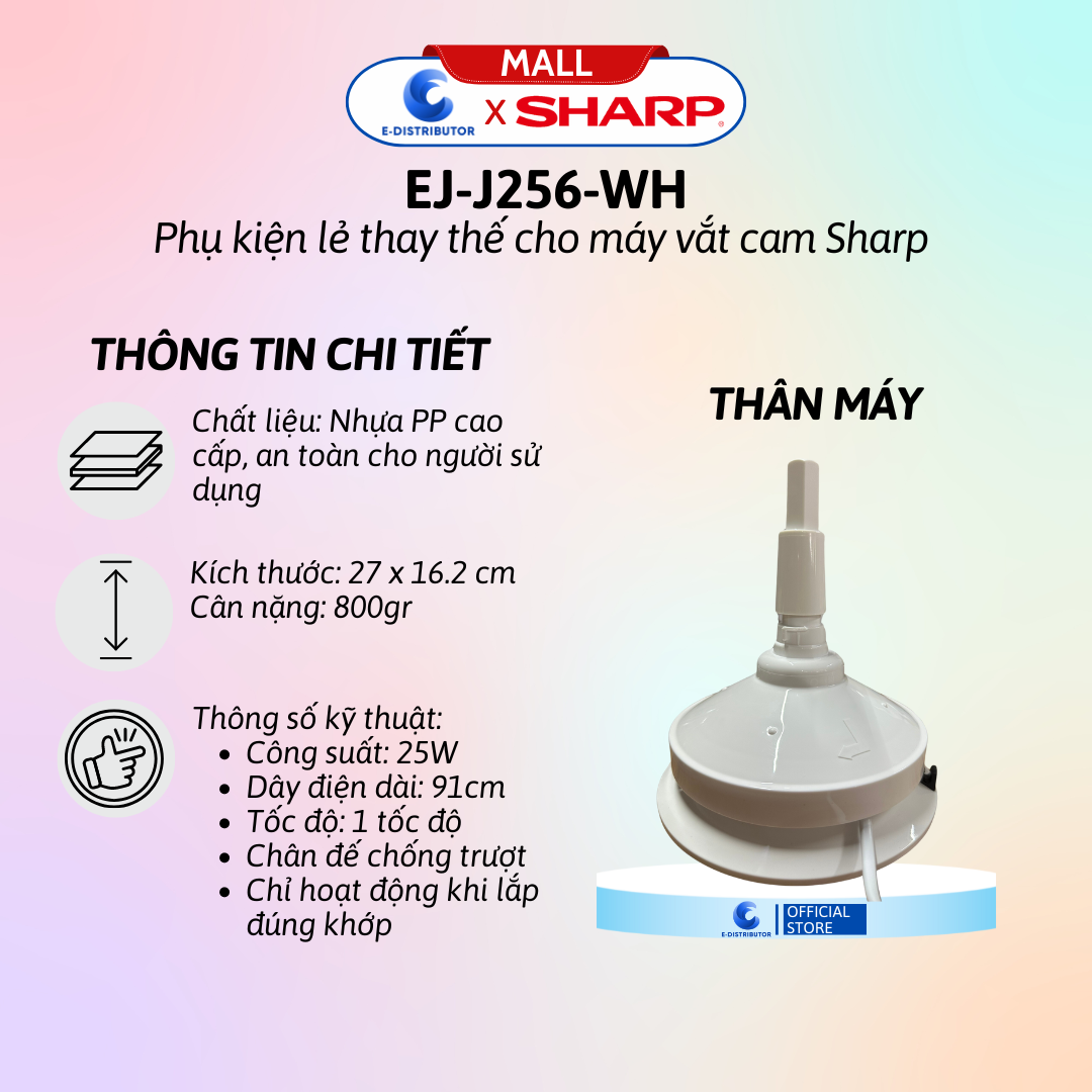 Phụ kiện máy vắt cam Sharp EJ-J256-WH (đầu vắt, khay lọc, ca chứa..) - Hàng chính hãng