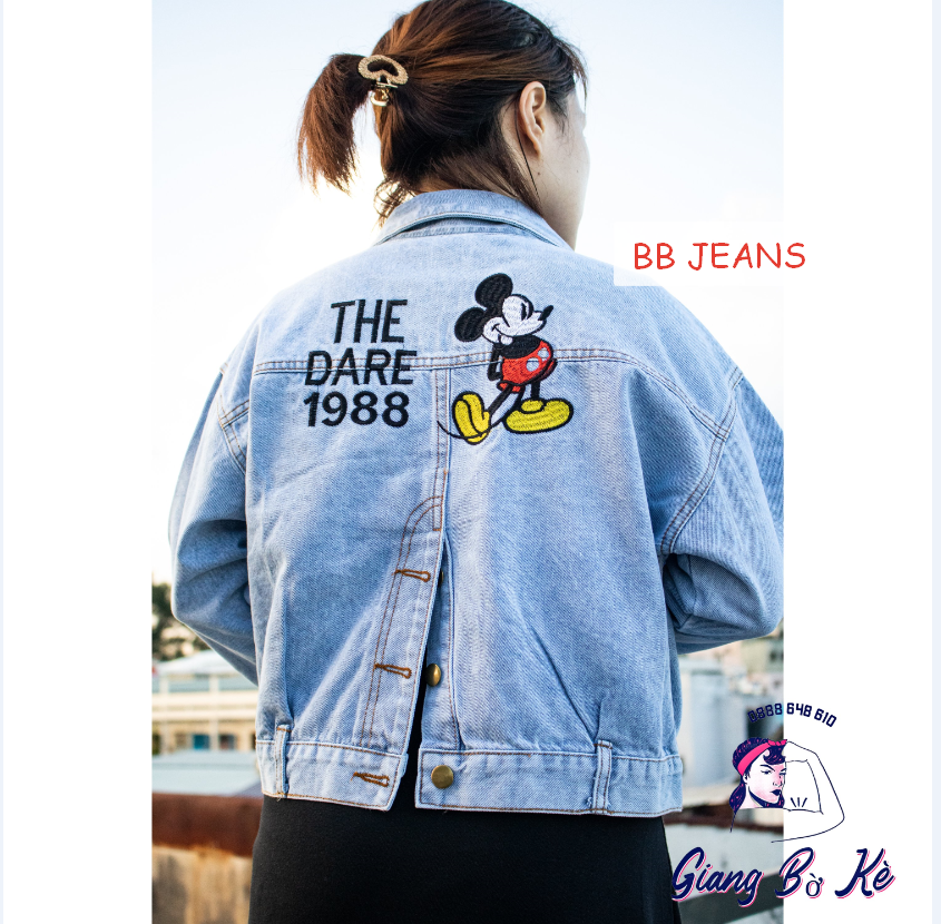 [HCM]Áo khoác jean nữ cao cấp style chuột Mickey hot hit form dưới 58kg