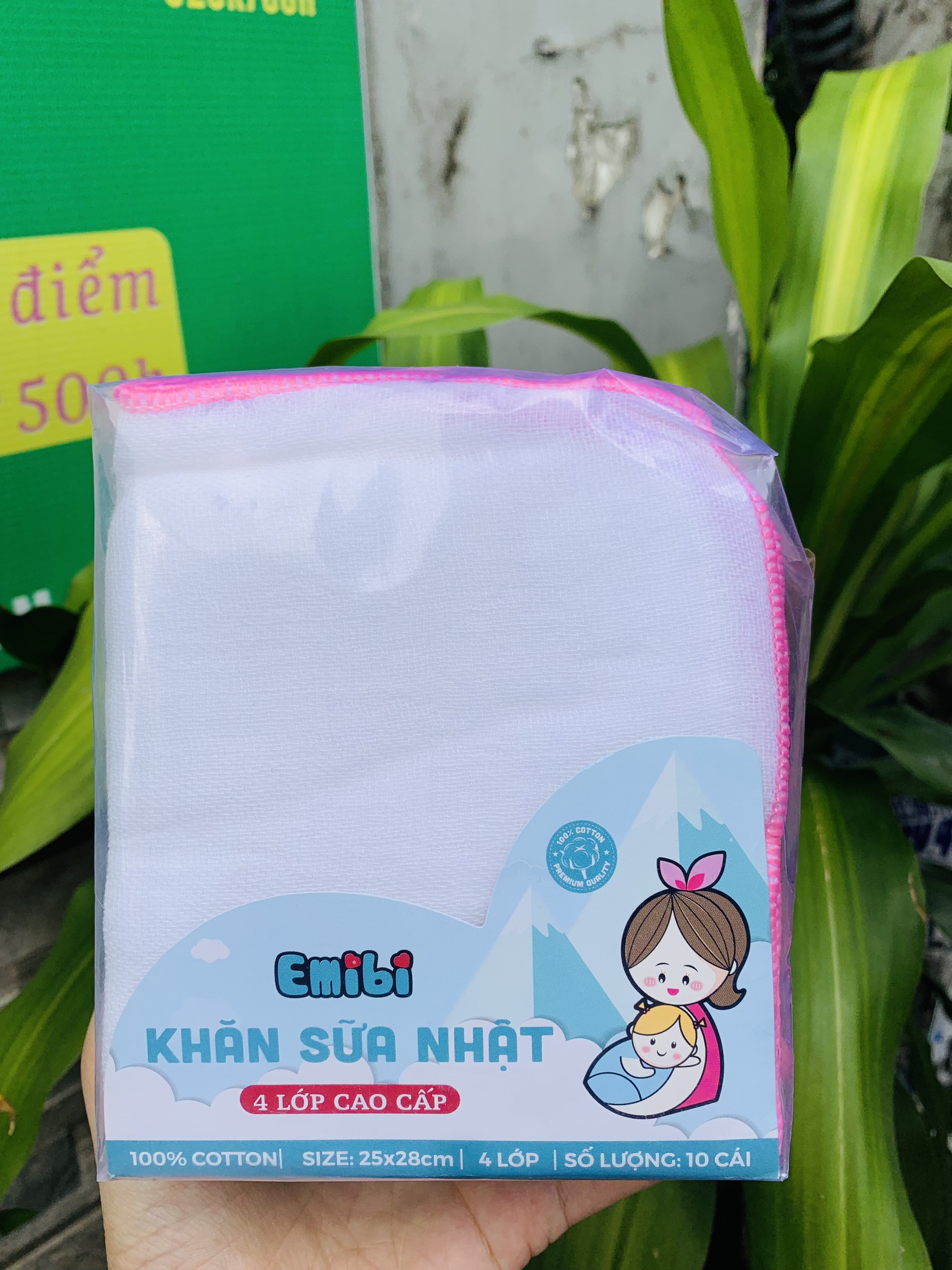 Khăn xô sữa cho bé 4 lớp gói 10 chiếc Emibi