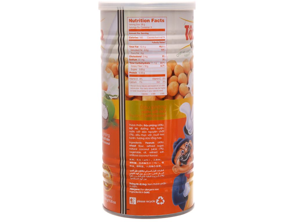 Combo 4 lon Đậu phộng Nước cốt dừa Tân Tân (265g/lon)