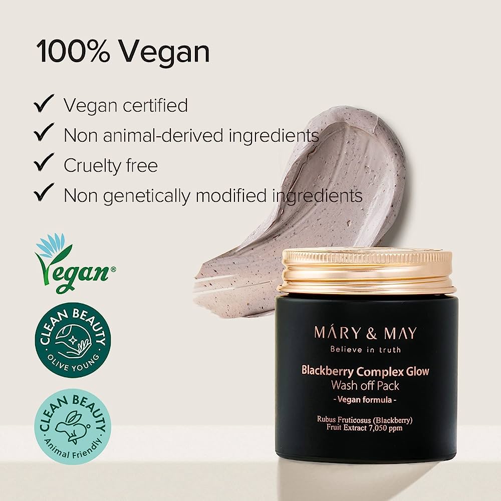 [Hàng có sẵn] Mặt nạ đất sét thuần chay Mary&May Blackberry Complex Glow Wash off Pack [Glow Beauty]