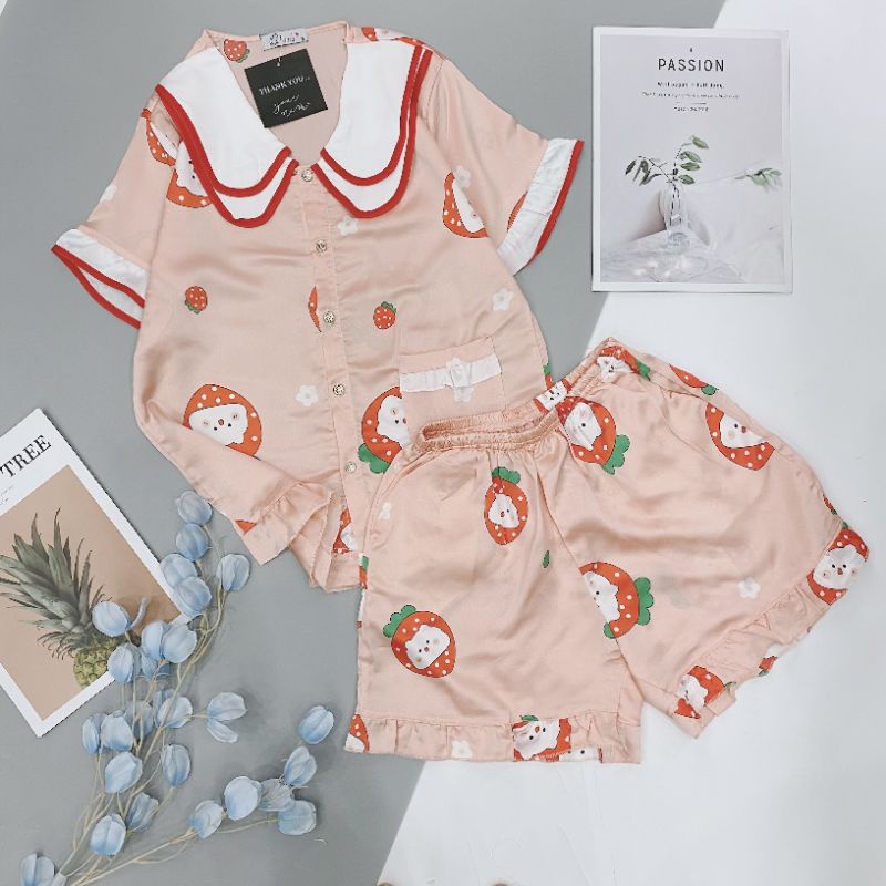 Bộ Pyjama Đùi Cộc Tay LỤA SATIN Nhiều Mẫu