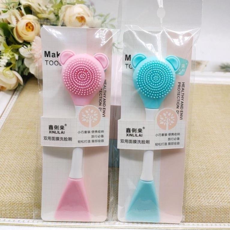 Cọ rửa mặt kiêm đắp mặt nạ 2 đầu silicon