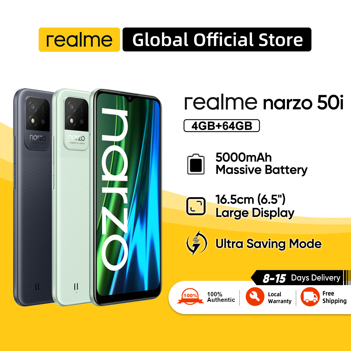 realme narzo 50i Điện thoại Dung lượng pin 5000mAh Màn hình lớn 6
