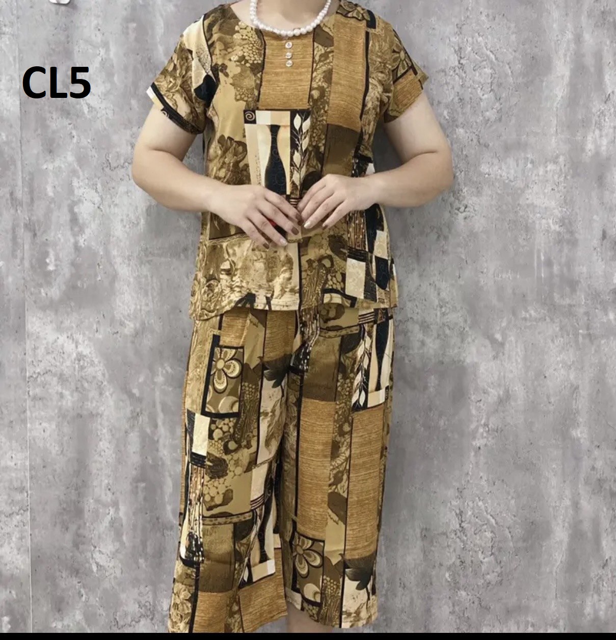 Đồ bộ mặc nhà trung niên tay ngắn - chất lụa hàn châu cao cấp