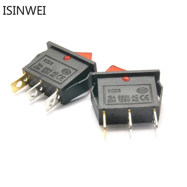 Công Tắc Bập Bênh 15A 250V KCD3-101N Đỏ Đen