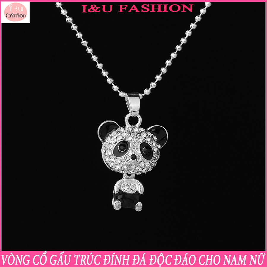 Vòng cổ dây chuyền Nam Nữ gấu trúc đính đá toàn mặt dây chuyền màu bạc siêu cá tính và độc đáo thời trang dễ lên đồ VC-22