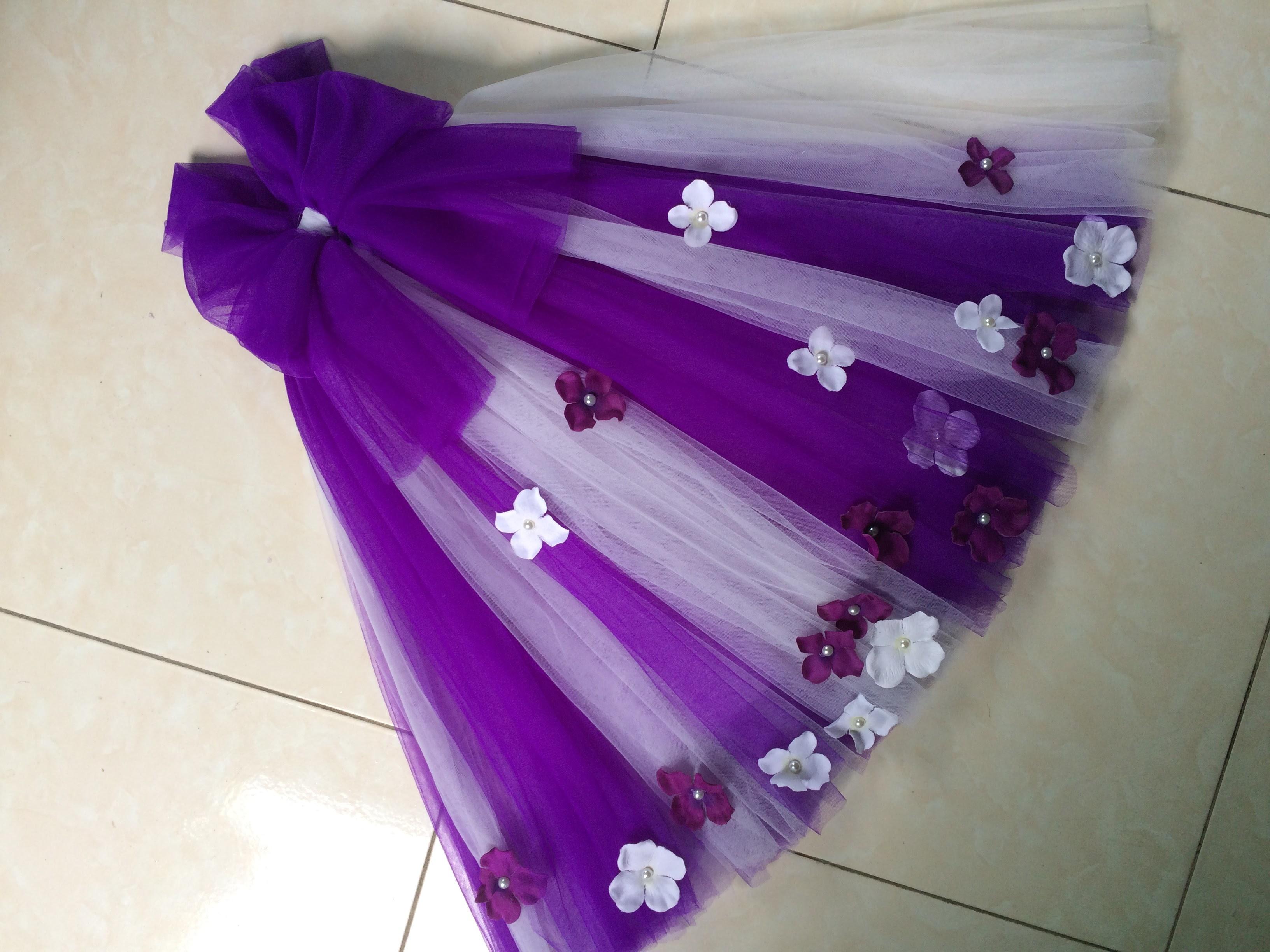 Váy Tutu Công Chúa Tím Pha Trắng