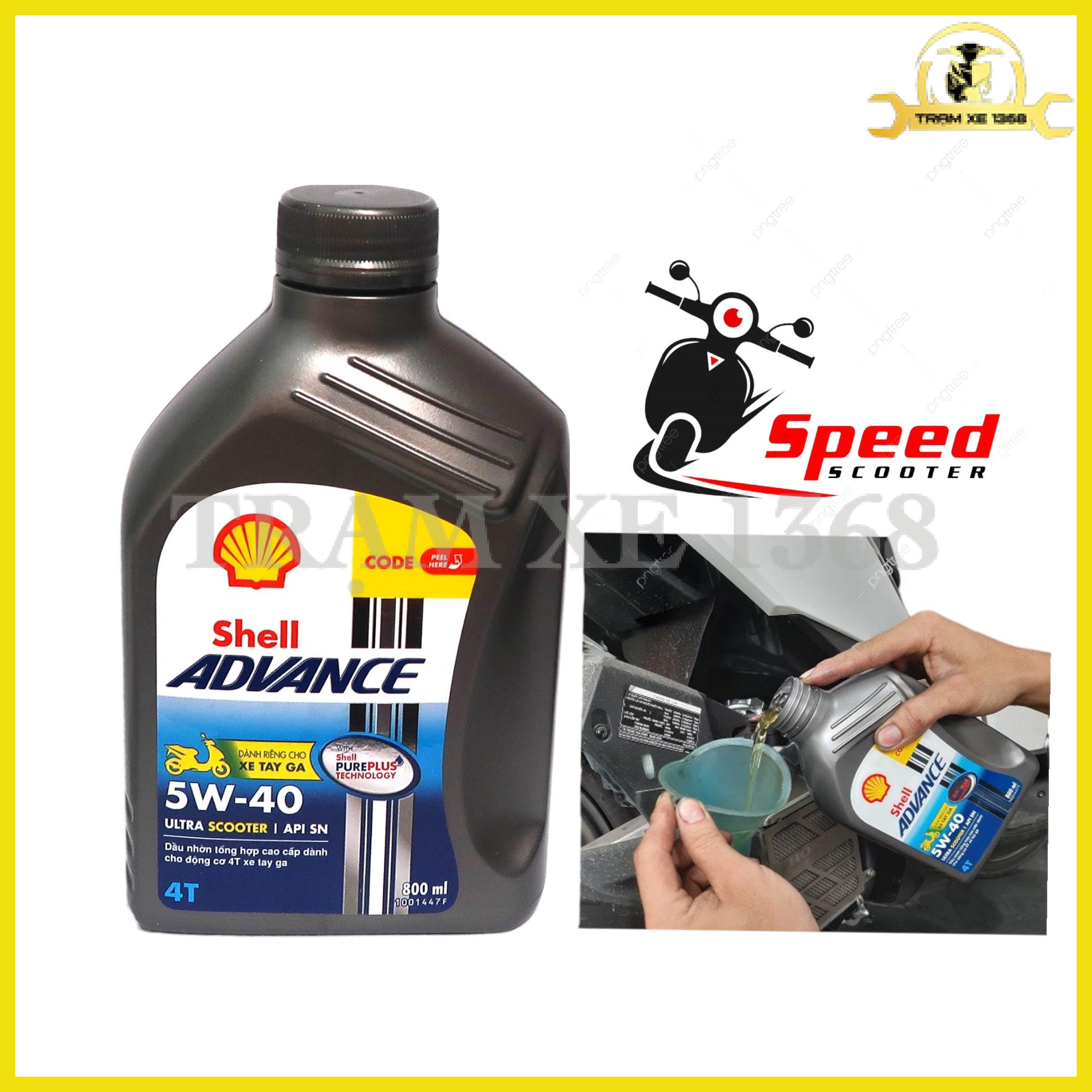 Nhớt xe tay ga 100% tổng hợp shell advance ultra scooter 5w40 sn mb