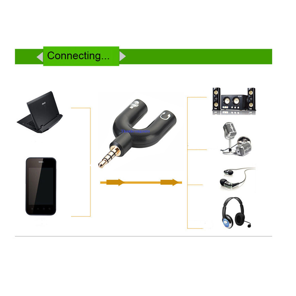 Cáp chia Audio 3.5 ra Mic và Loa -  Jack chia chữ U