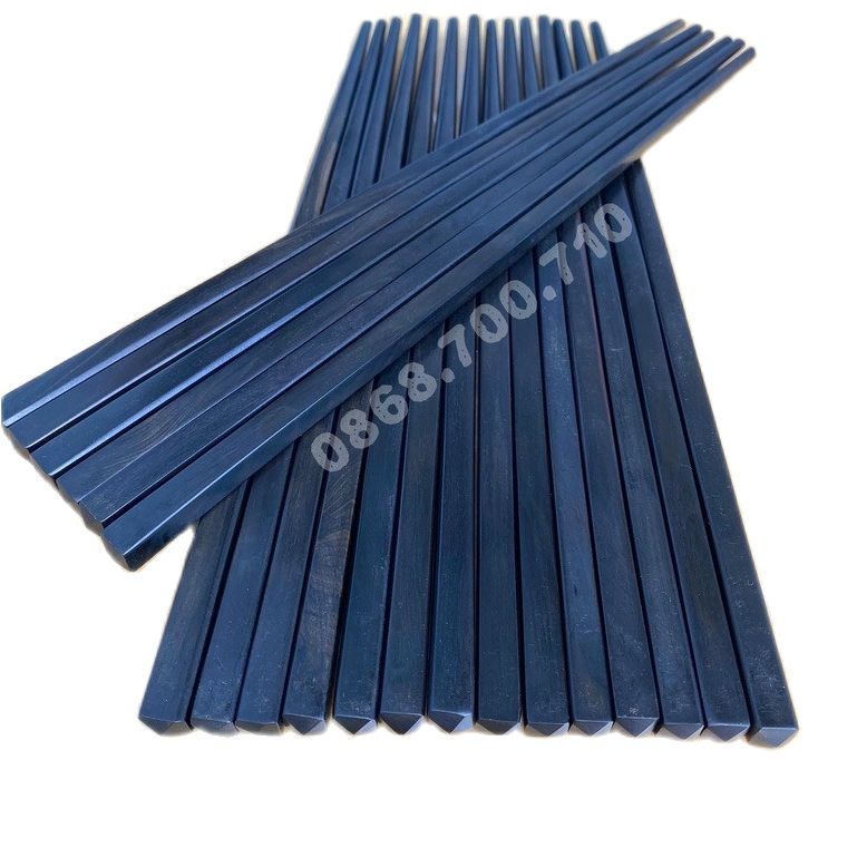 Đũa gỗ Mun sừng vuông trơn cao cấp - đen tự nhiên - Siêu bền - hàng đóng hộp cao cấp