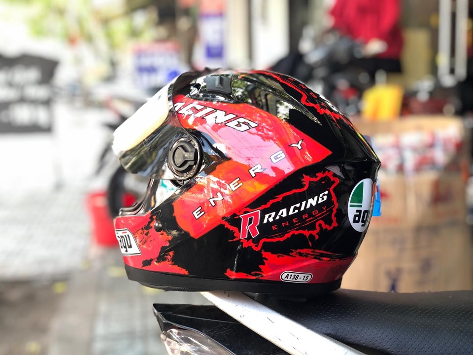 [HCM]Mũ bảo hiểm fullface AGU tem racing đỏ