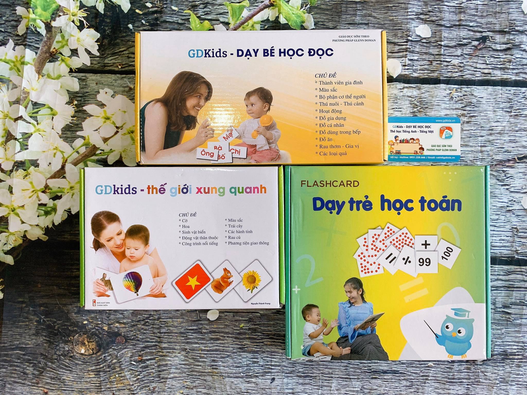 Combo 3 Bộ Thẻ Học Thế Giới Xung Quanh, Đọc, Toán- Flashcard Chính Hãng Chuẩn Glenn Doman