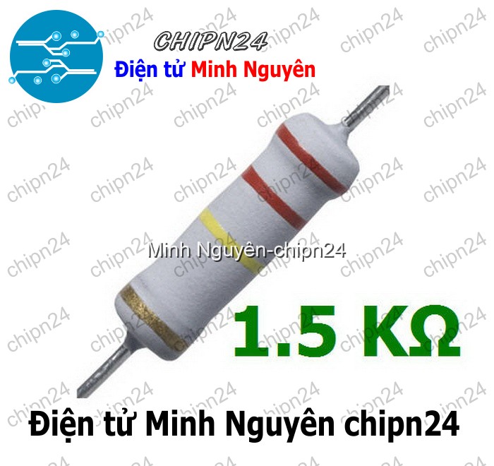[5 con] (F369) Điện Trở 1K5 2W 5% - HH002156