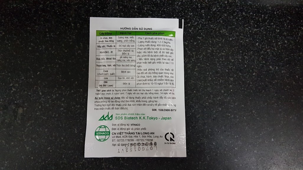 [HCM]Thuốc trừ bệnh thán thư đóm vàng lá daconil 75wp (gói 15gr) nhật bản.