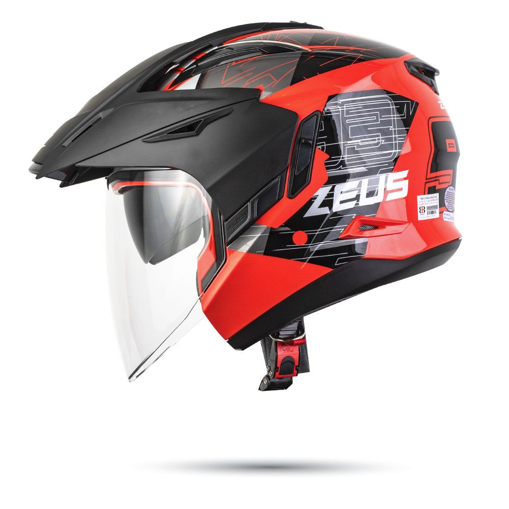 MŨ 3/4 ZEUS 613B SPIDER RED TẶNG MÁI CHE