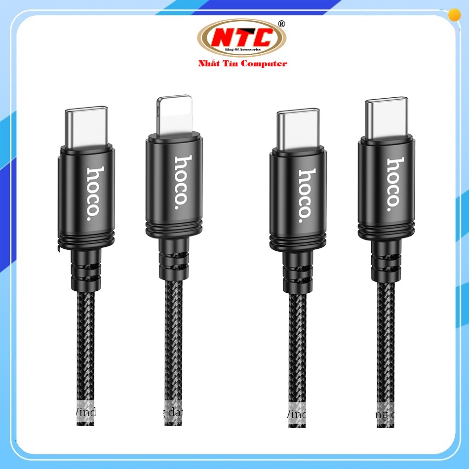 Cáp sạc dây dù Hoco X89 TypeC to TypeC 60W / TypeC to Lightning 20W dài 1M (Đen) - Nhất Tín Computer