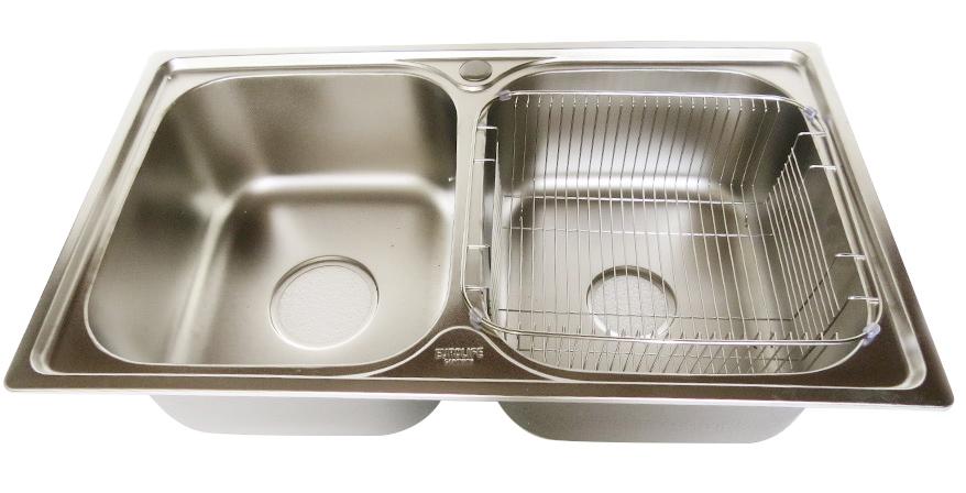 Chậu rửa chén Inox 2 hộc Eurolife EL-C8 (Trắng bạc)