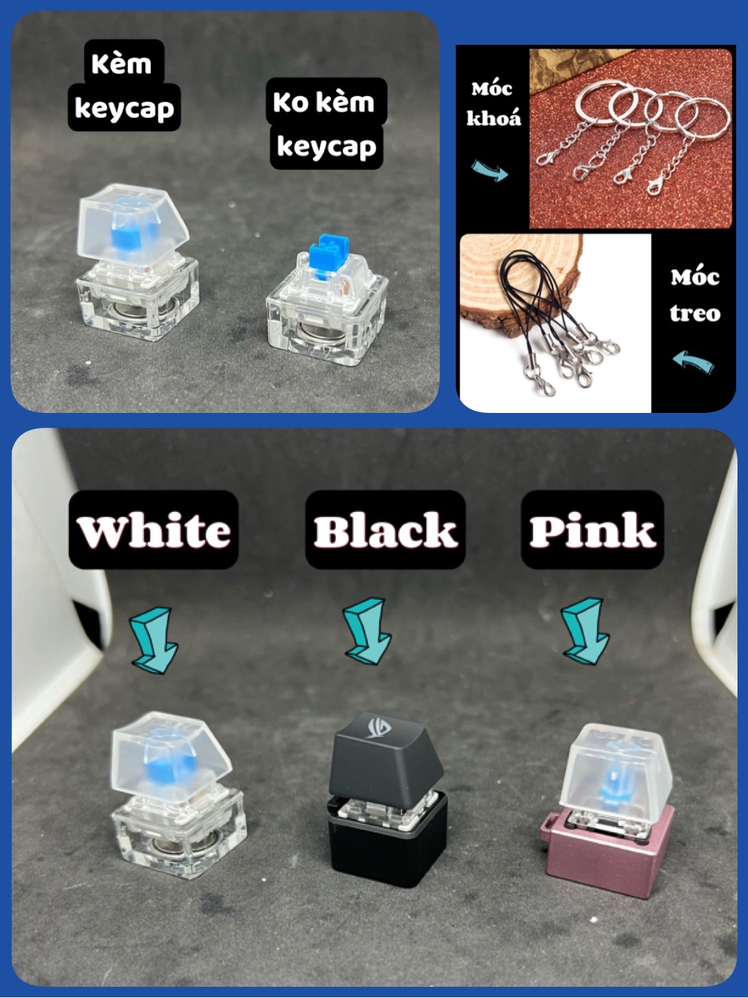 Móc khóa Switch nút bàn phím cơ Keycap handmade CMB