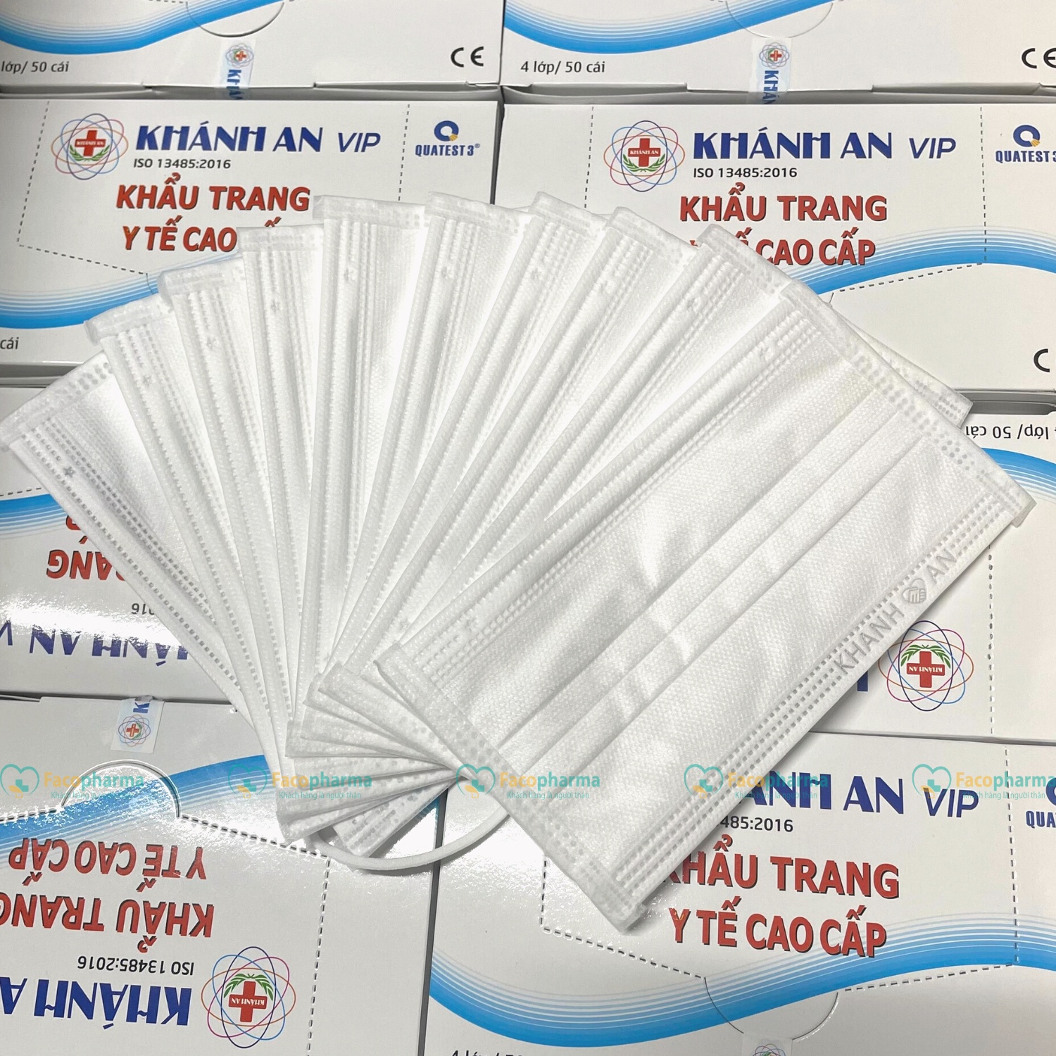 Khẩu trang y tế Khánh An 4 lớp kháng khuẩn kép loại 1 hộp 50 cái