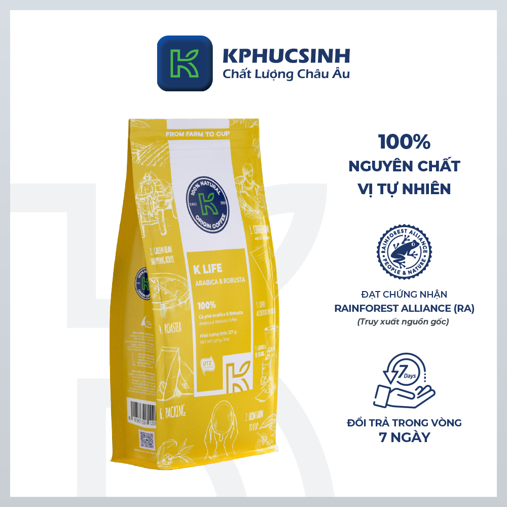 K Life Pure Roasted Coffee 227g (100% Arabica and Robusta) - K Coffee Brand
