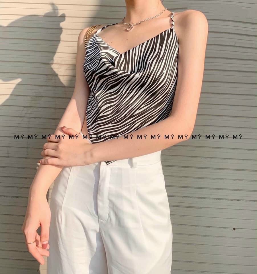 Áo hai dây yếm cổ đổ cột nơ lưng chất lụa mềm mịn cao cấp, chất kate lụa