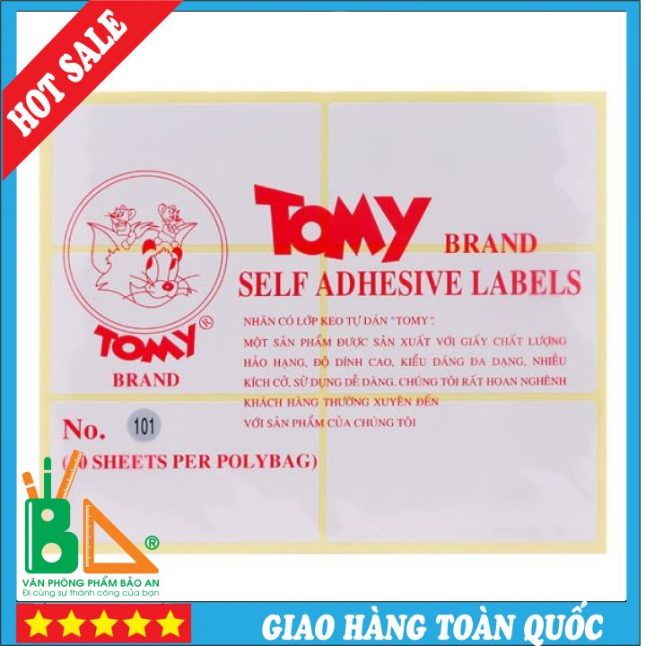 Giấy Decal In Mã Vạch Tomy  khổ A5 Các Số