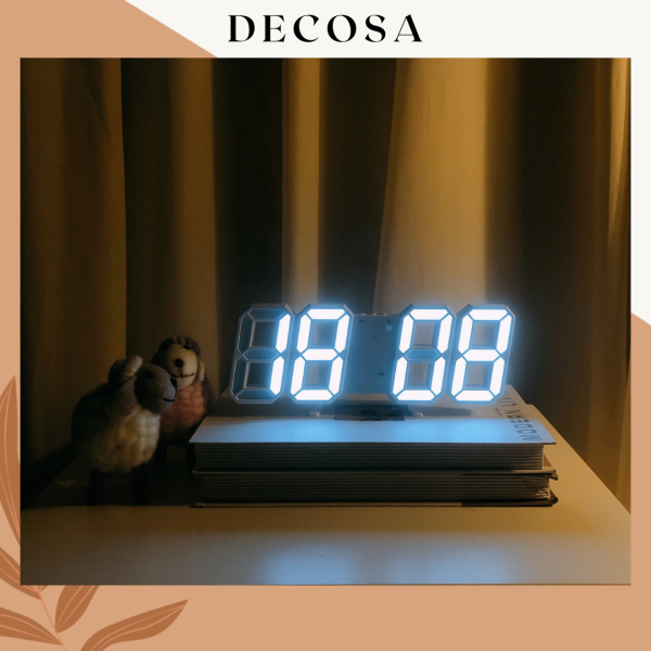 Đồng hồ led 3D (tặng kèm pin và dây cáp) thông minh thiết kế treo tường hoặc để bàn DECOSA bán chạy