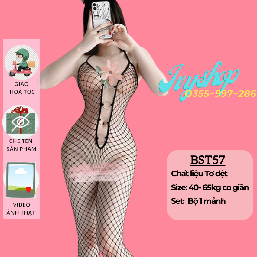 Bodysuit nữ sexy Bodystocking nữ gợi cảm liền thân lưới - BST57 BST ivyshop