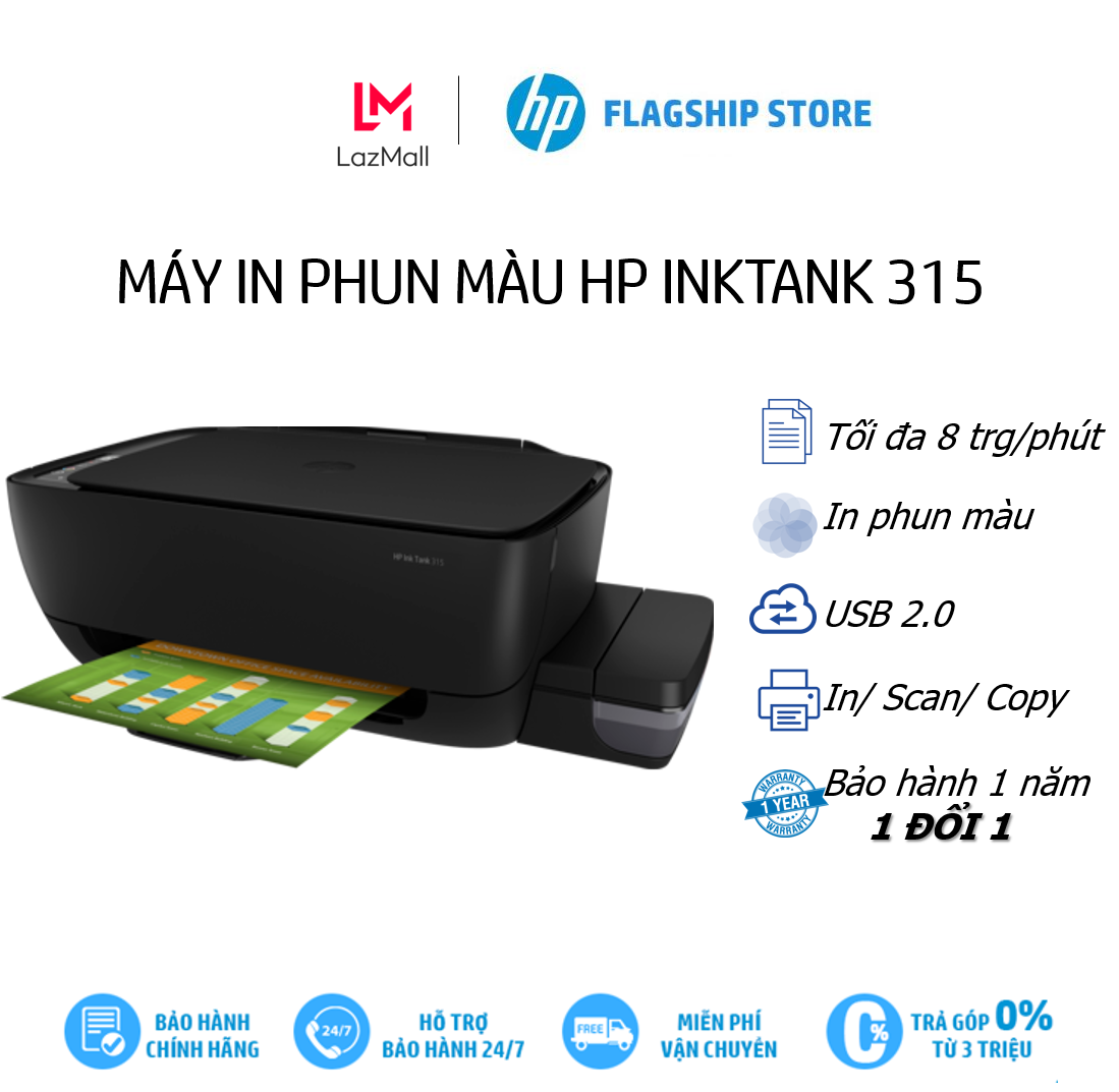 [Trả góp 0%]Máy in màu HP Ink Tank Wireless 415 All-in-One (In...