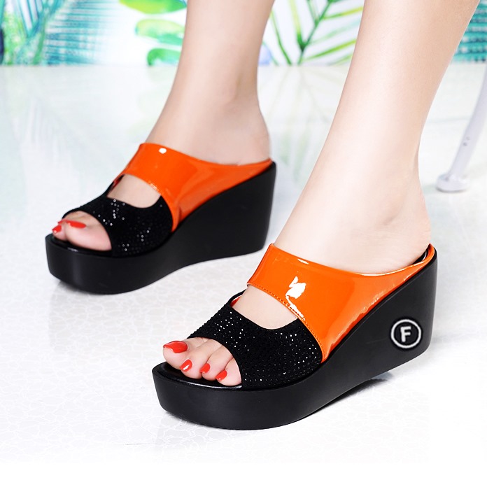 Dép đế xuồng nữ phối màu đính đá cao cấp Đủ size 35 đến 39 - SD468