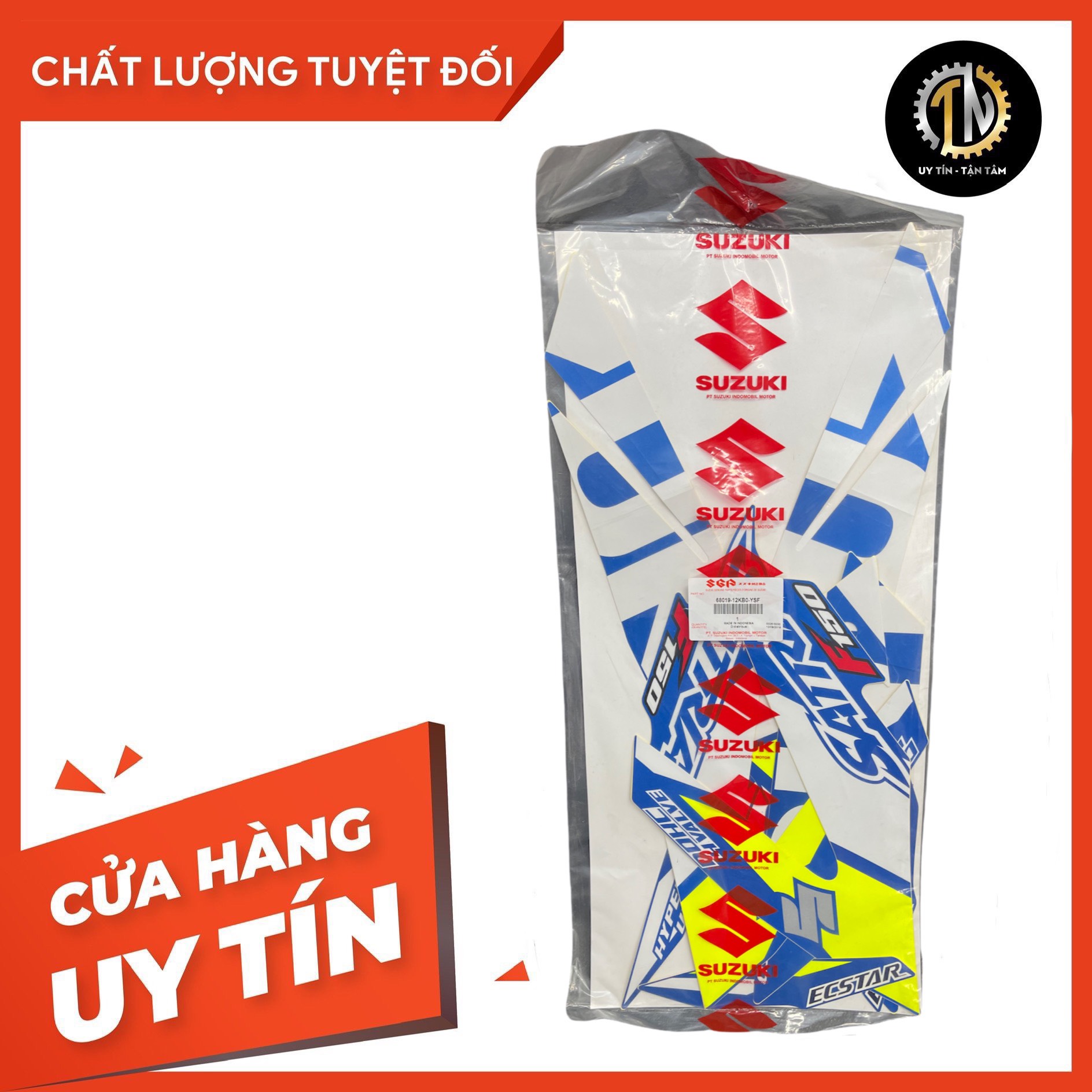 Tem satria fi xanh gp 2020 chính hãng - mã 68019-12kb0-ysf