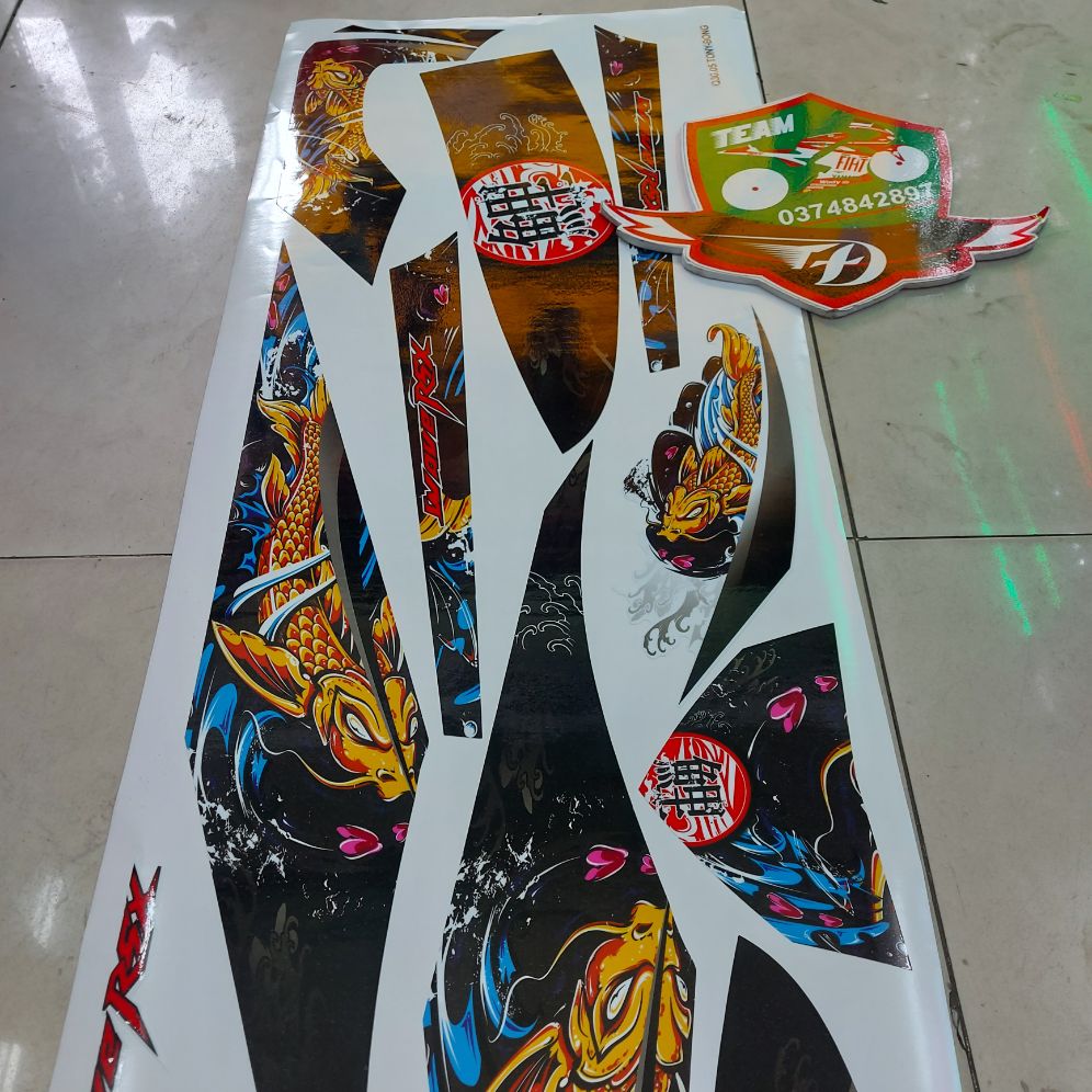 [HCM]Tem xe wave Rsx 2010  tem rời cao cấp 3 lớp bóng không bay màu mẫu cá chép