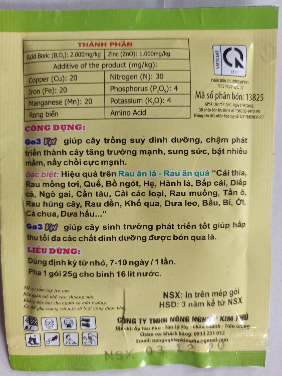 Phân bón lá Ga3 Vọt - Gói 25g