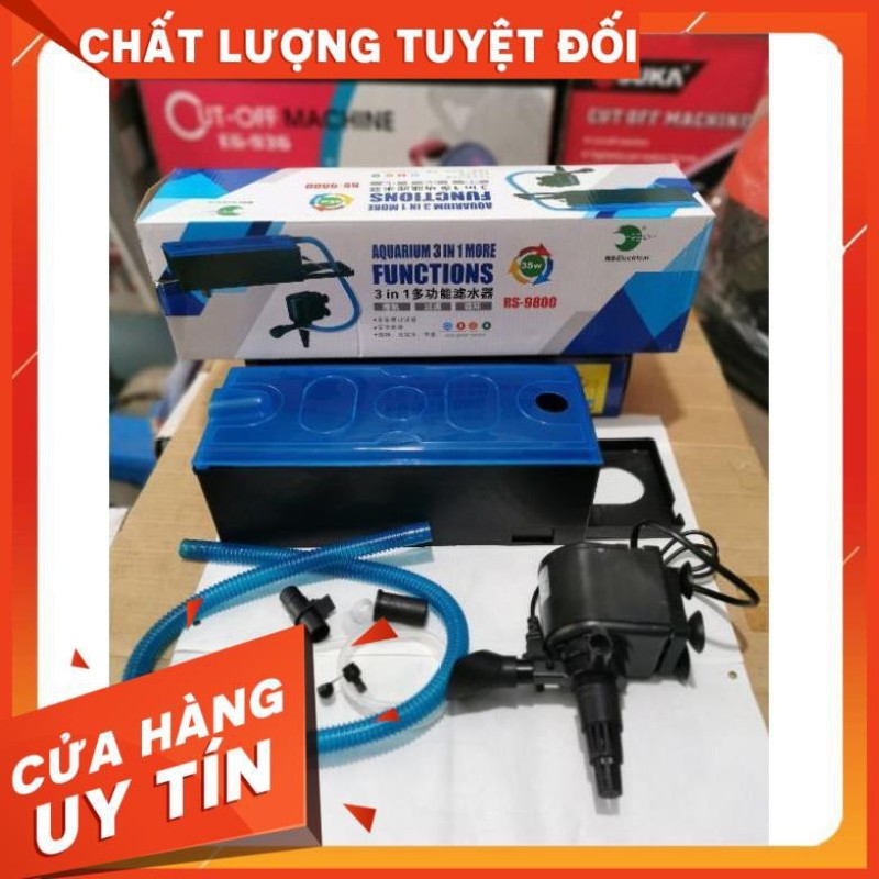 Máy Bơm và Máng Lọc Hồ Cá RS9800 3Trong1 Tặng Kèm Bông Lọc