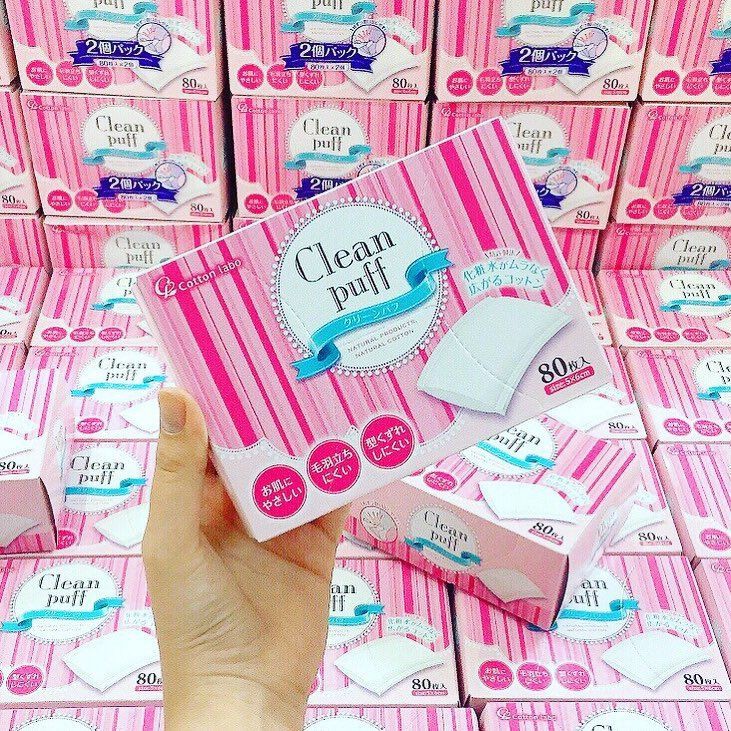 Bông tẩy trang Clean Puff Nhật Bản (80 cái/hộp)