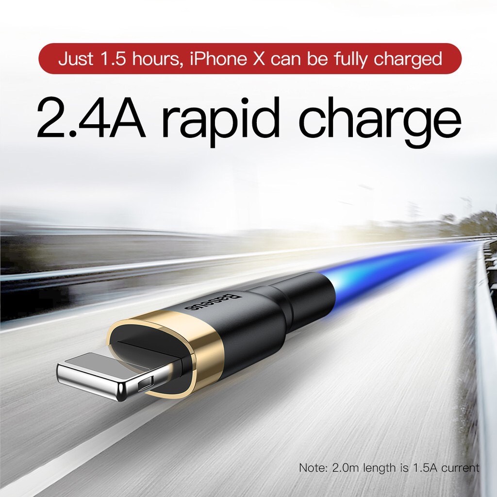Cáp sạc nhanh Lightning siêu bền dùng cho iPhone - Baseus Cafule Cable