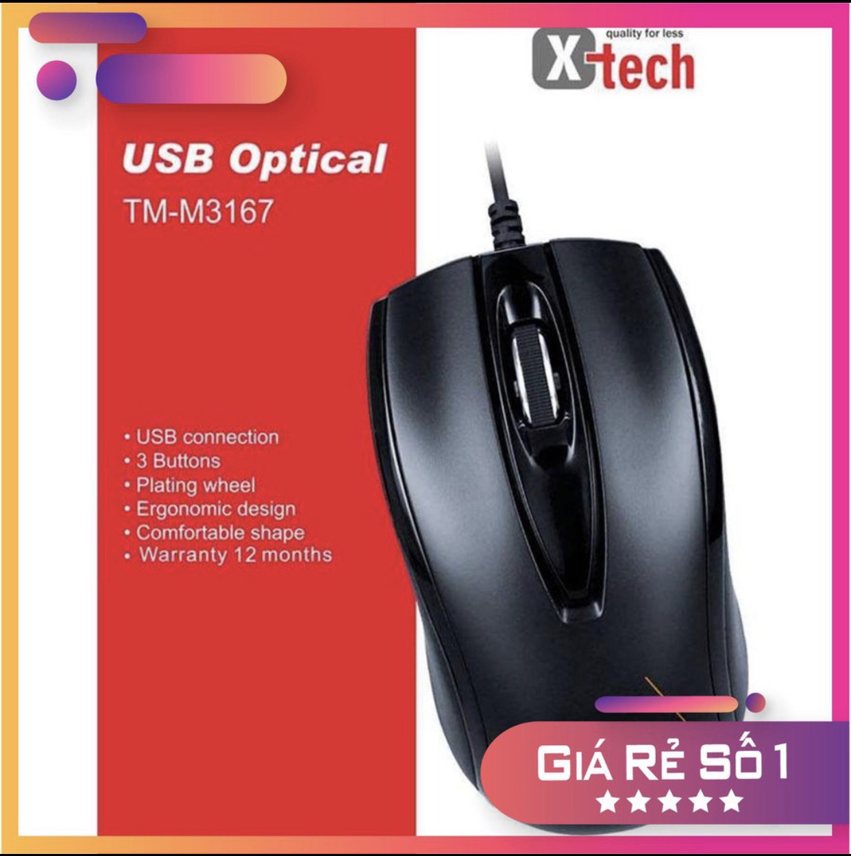 Chuột quang có dây XTECH TM-M3168 cổng USB