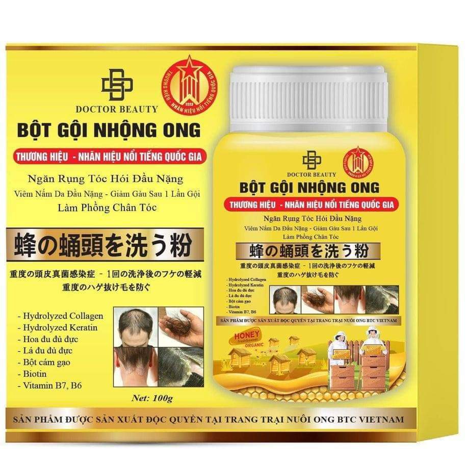 Bột gội - dầu gội - kem xả nhộng ong - hàng chính hãng