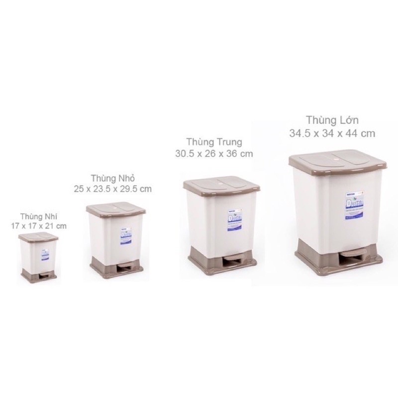 Thùng rác đạp vuông duy tân nhí/nhỏ/trung/lớn