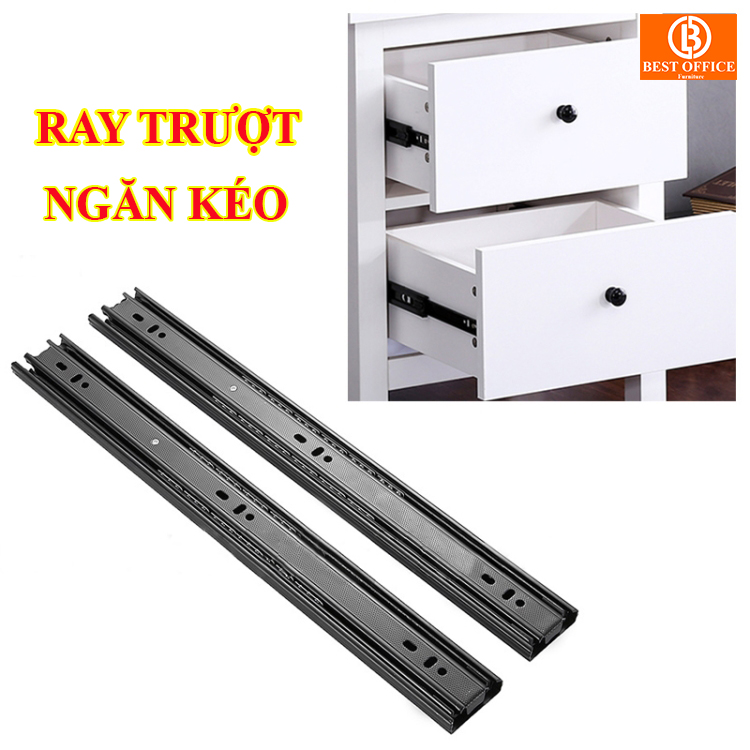 Ray trượt ngăn kéo 30cm, thanh ray trượt ngăn kéo tủ chịu tải 2 chiếc, sơn tĩnh điện siêu bền, phụ kiện đồ nội thất