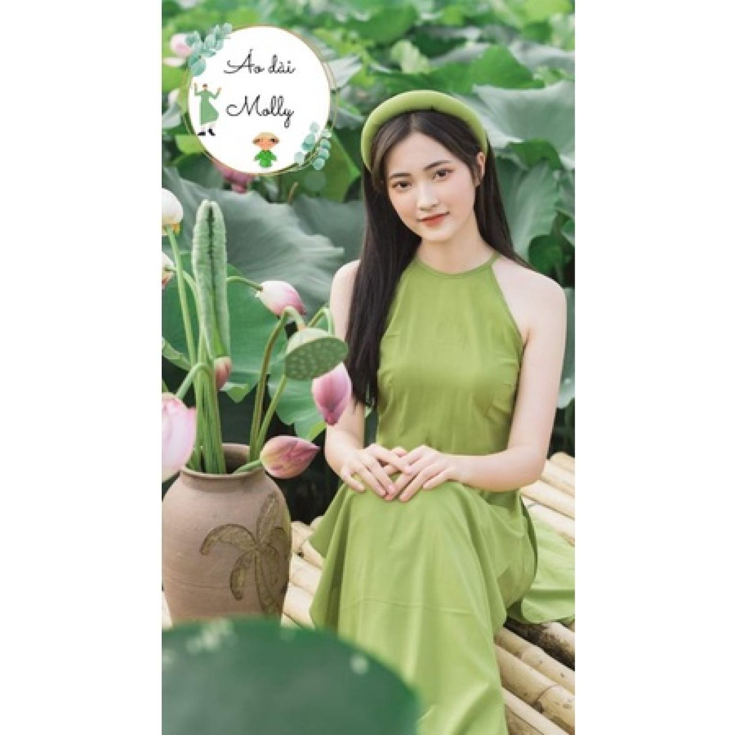 áo dài yếm chụp ảnh sen