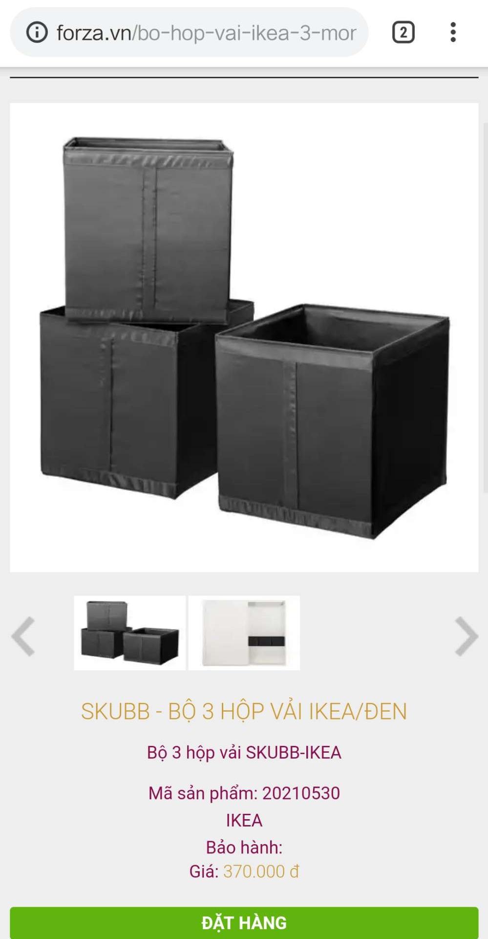 Bộ 3 hộp đựng đồ cao cấp ikea skubb ( Đen)