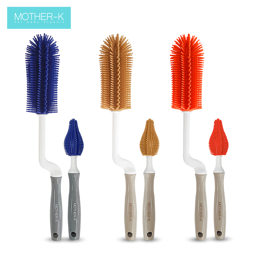 Bộ chổi cọ rửa bình và núm Silicon Mother-K Hàn Quốc