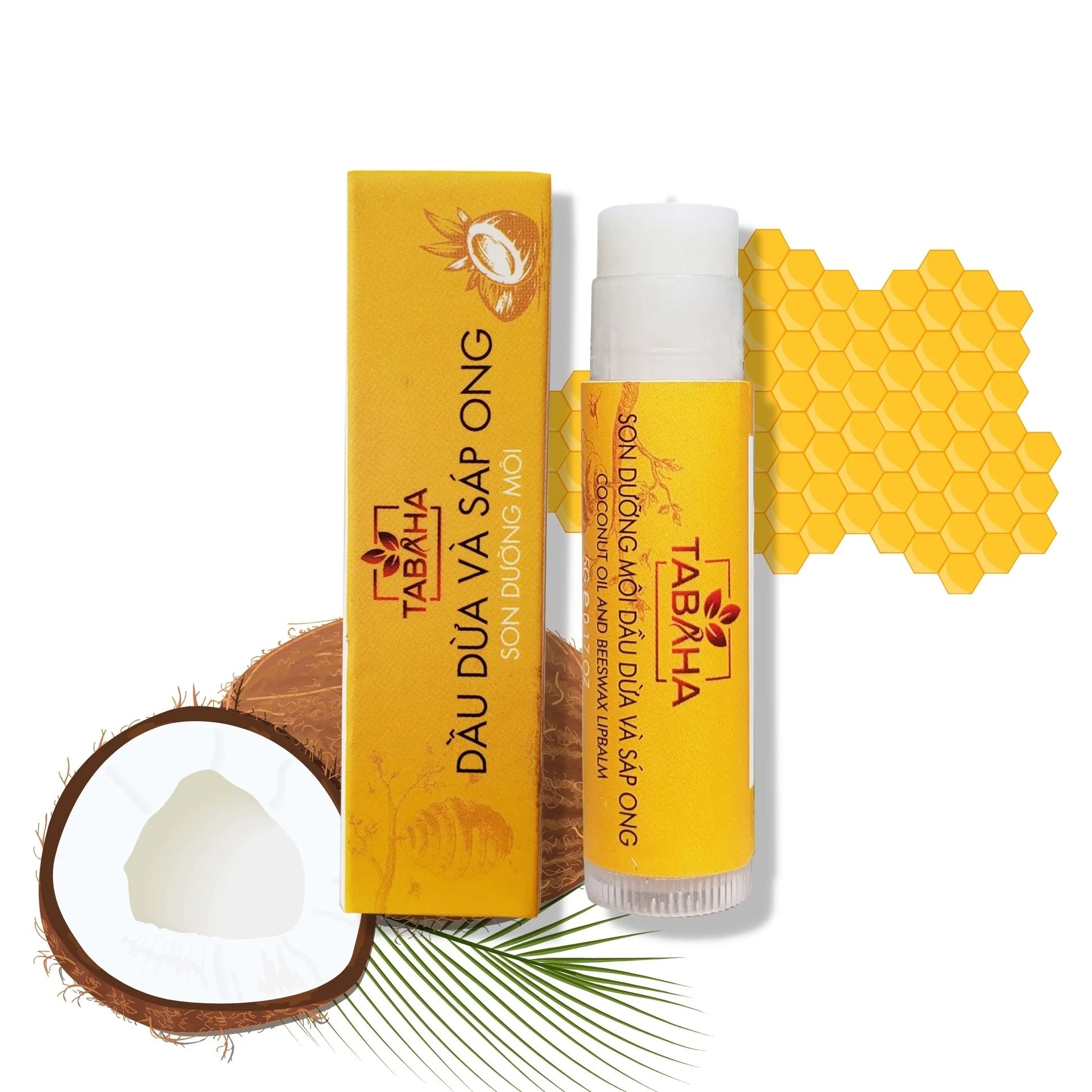Son Dưỡng Môi dầu dừa sáp ong Tabaha 5g giúp làm mịn giảm thâm môi