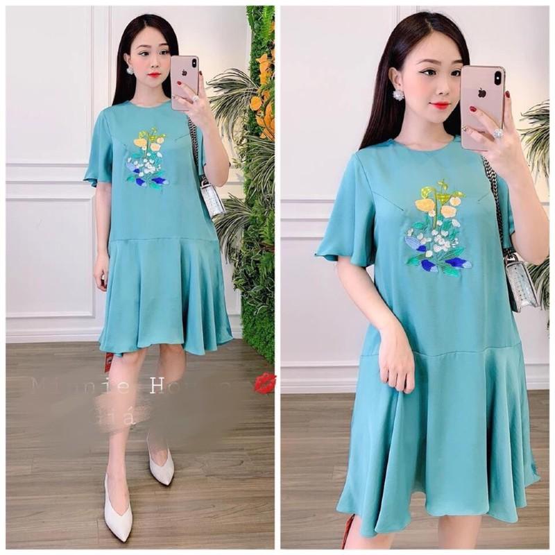 ĐẦM SUÔNG ĐUÔI CÁ THÊU HOA CAO CẤP - MT04