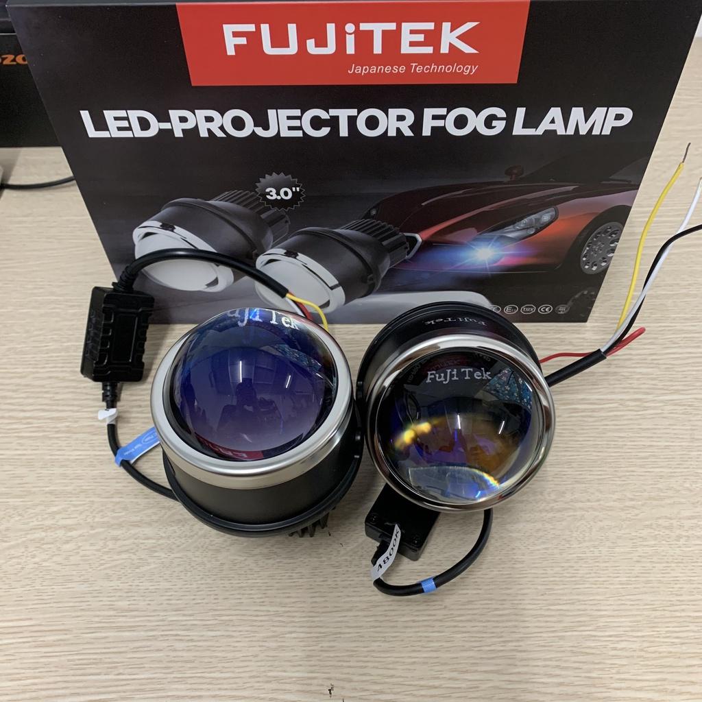 Bi gầm led ô tô, đèn gầm fujitek pha- cos 3 chế độ màu 3000k/4800k/6000k len xanh